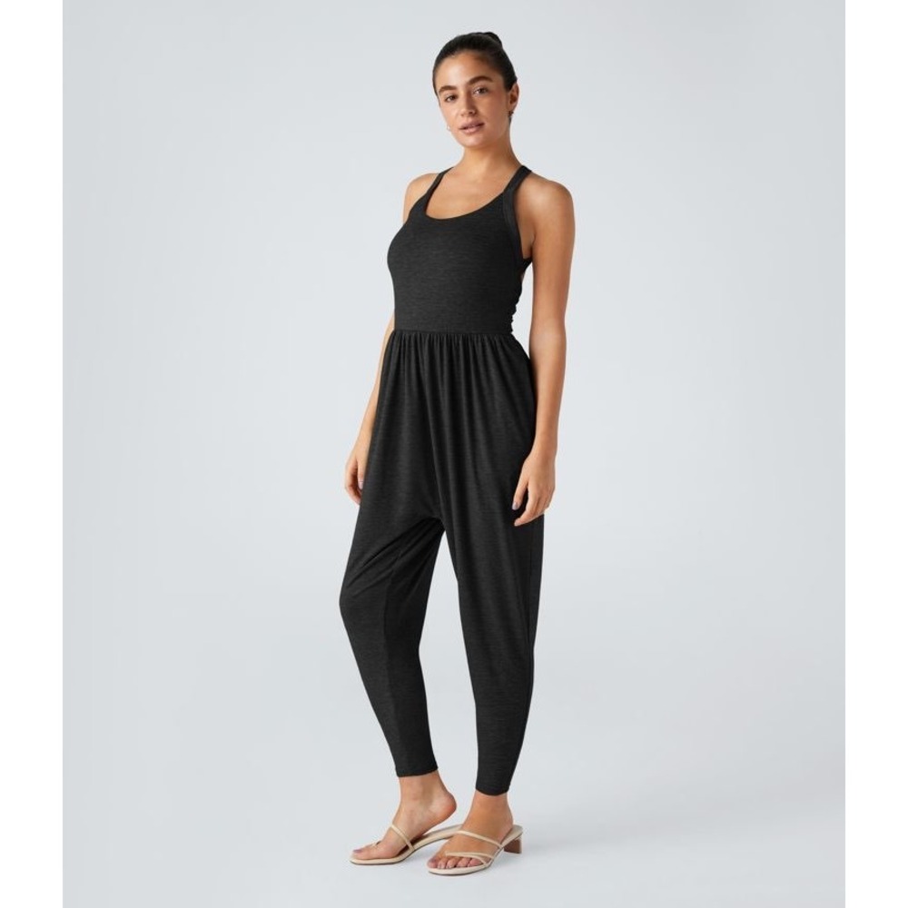 U Neck Harem Casual Jumpsuit with Pockets-Easy Peezy